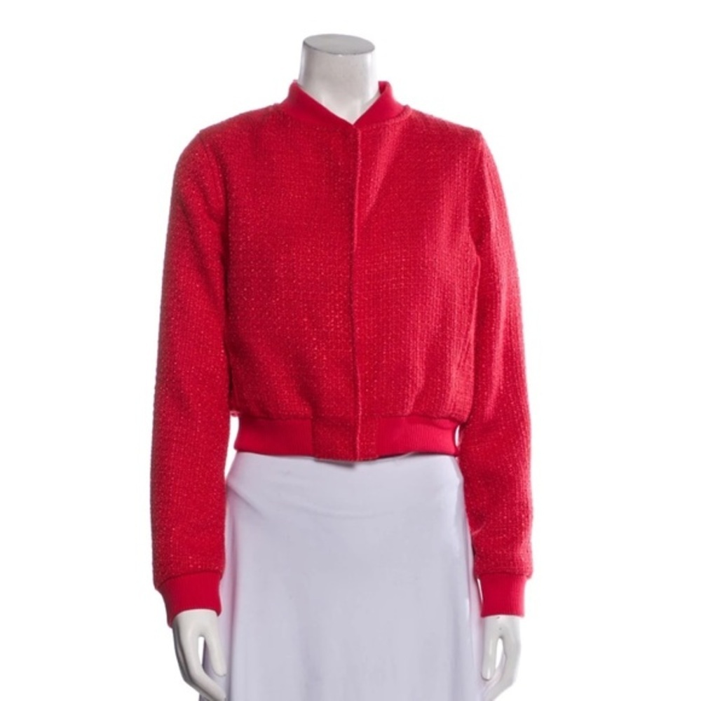 NWT Jason Wu Tweed Bomber Jacket in Red Size Large
